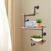3-tier Vintage Storage Shelf Wall Mounted Industrial Wooden Frame Bookshelf Kitchen Shelf