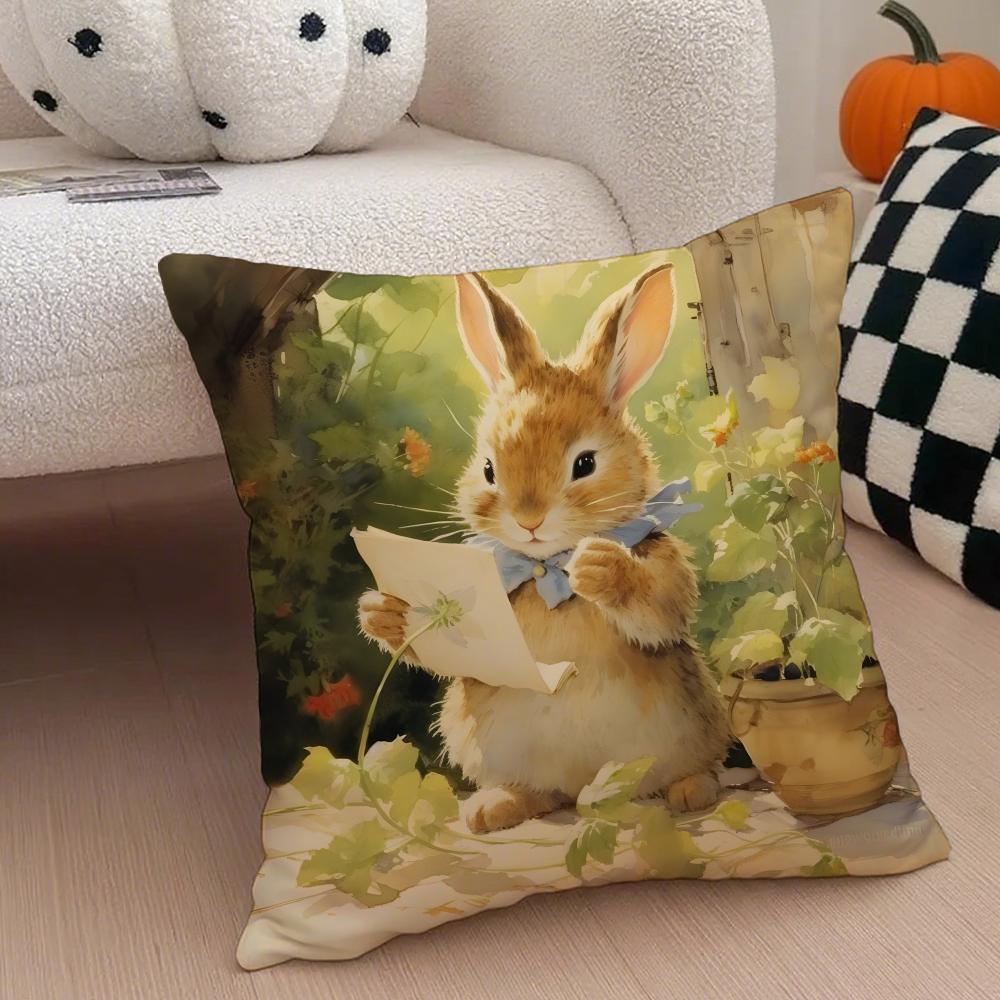 Classic Cute British PPeter Rabbit Cushion Cover Throw Pillow Cover Hidden Button Durable Polyester Chair Cushion