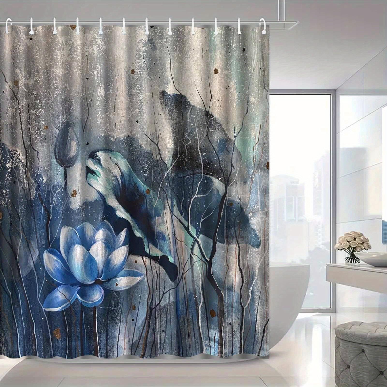 

Abstract Floral Art Bath Curtain, Water-Resistant & Anti-Fog, Elegant Bathroom Decor, Multifunctional Divider W60H190(CM)-1 Pcs