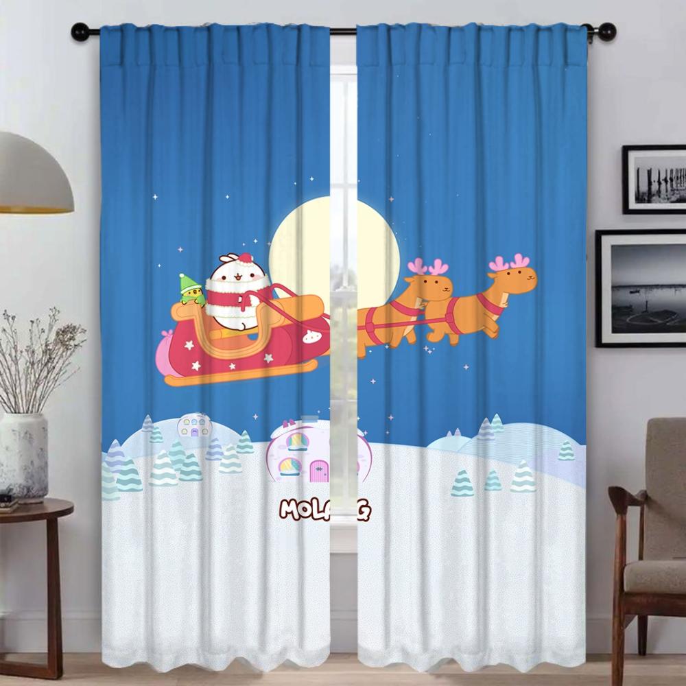 Set Of 2 Halloween Decoration Molangs Kitchen Curtains Living Room Curtain Blinds Home Interior Shades Partition Polyester Perfect For Area
