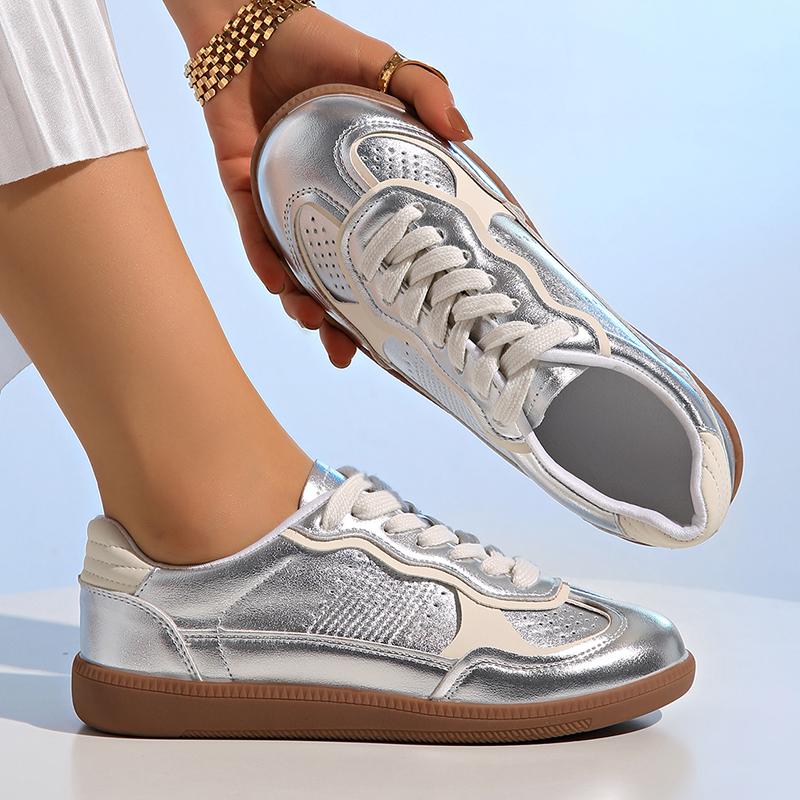 Fashion Silver Vulcanized Sneakers Women Soft Sole Casual Sports Shoes Woman 2026 Spring Autumn Lightweight Non Slip Flat Shoes