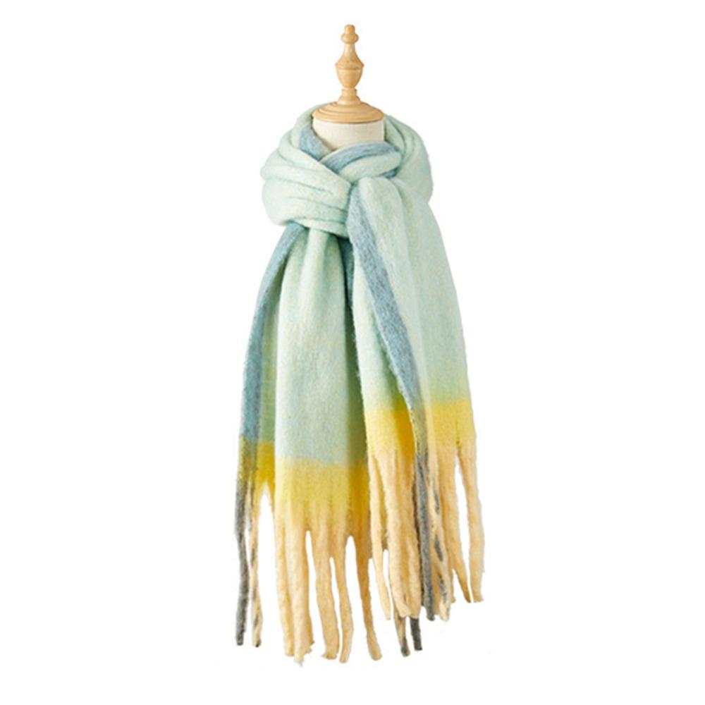 

Imitation Cashmere Neck Warmer Thickened Scarf Shawl Soft Tassel Shawl Winter зелений/жовтий