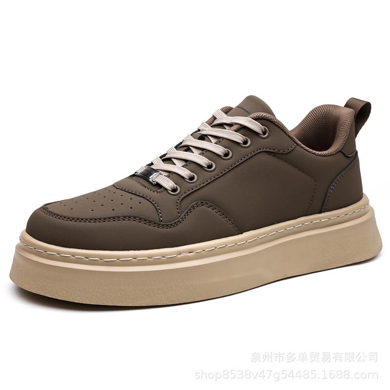 

Leather surface retro light luxury new thick sole heightening casual comfortable muffin bottom sports trendy shoes 38 хаки