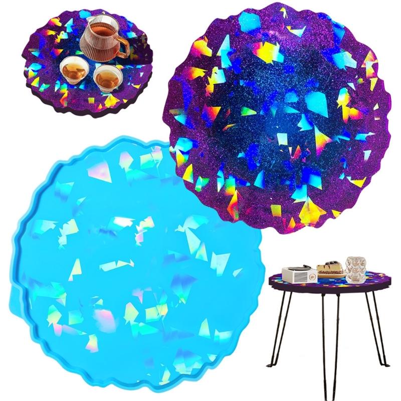 Holographic Mold Irregular Round Tray Silicone Molds DIY Resin Mold Crystal Epoxy Casting Molds Fruit Plate Coaster Mold
