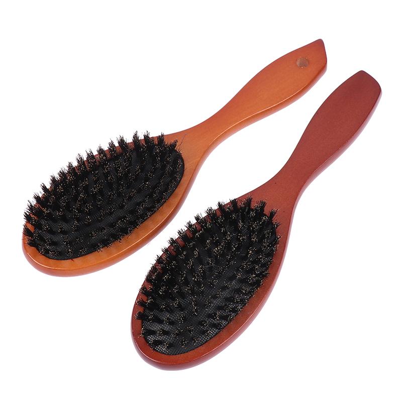 Boar Bristle Hair Brush Women Combs For Hair Wood Hairbrush Detangle Straightener Brush Hair Comb Barber Accessories