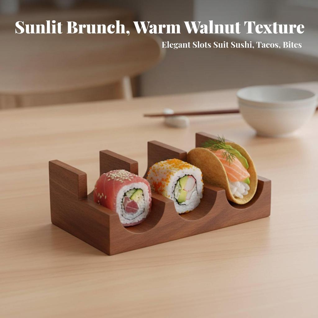 Sushi Serving Rack Wooden Temaki Holder Compact for Restaurants