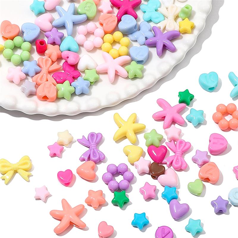 20-200 stk Akryl Søte Hjerte Stjerne Perler For DIY Halskjede Armbånd Øredobber Smykkefremstilling Håndverkstilbehør