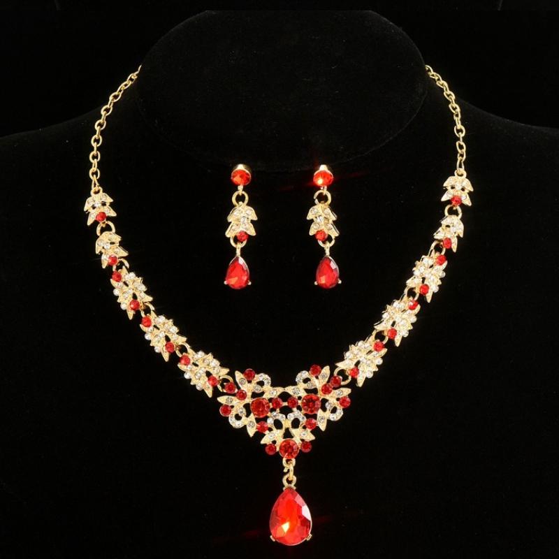 Ladies' Temperament Luxury Rhinestone Necklace Earrings Two-piece Set High-end Bridal Jewelry Set Necklace 2026