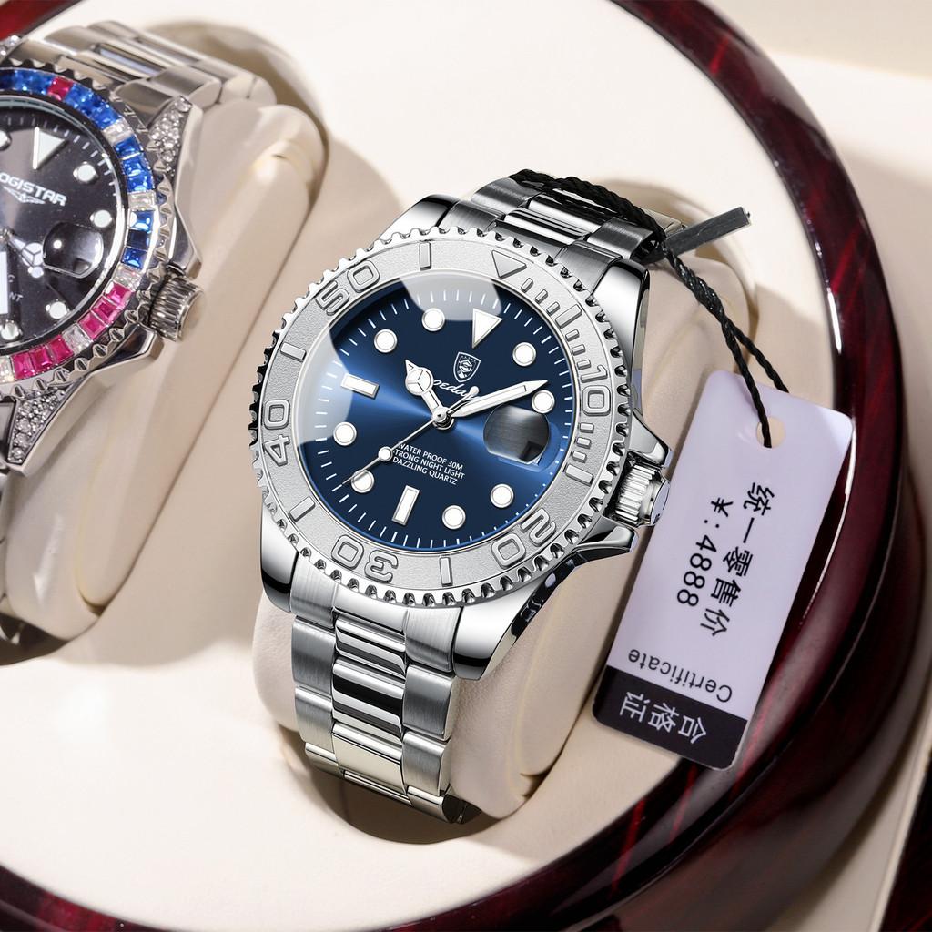 Swiss Mens Waterproof Quartz Watch With Luminescent Dial For Business Professionals