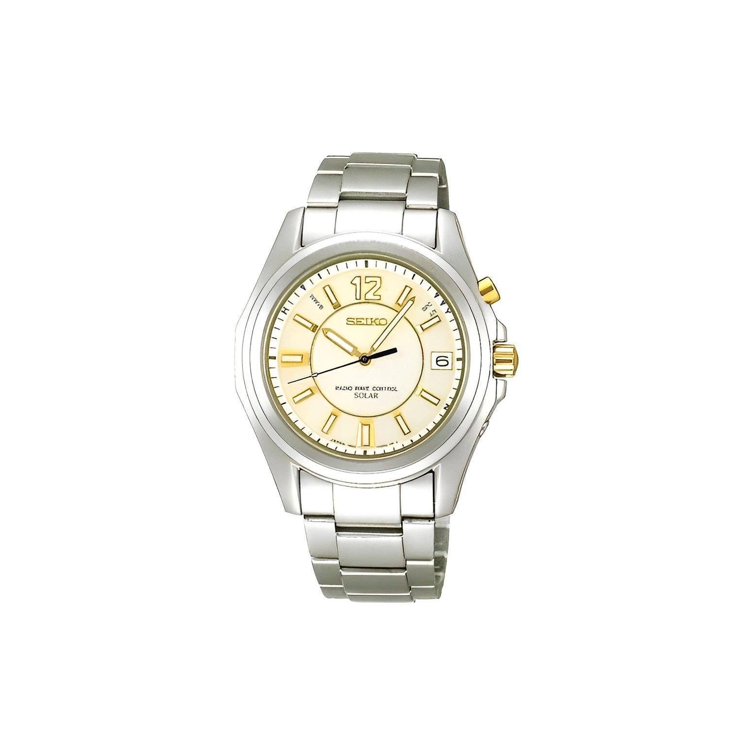 

SEIKO Solar Series 100m Water Resistant Quartz Movement Titanium Strap Men s Watches Yellow Watch Dial SBTM079J