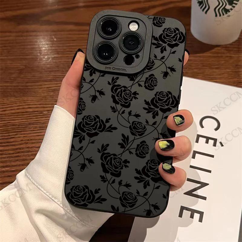

Чорний чохол для телефону в готичному стилі з губами для iPhone 15 14 13 12 11 Pro Max XS X XR 7 8 Plus SE 2020 Mini Ударостійкий М який Силіконовий Чохол iPhone 13