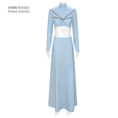 Padme Cosplay Amidala Kostümü Mavi Elbise Film Uzay Savaşı Rol Yapma Maskeli Elbise Kıyafetler Cadılar Bayramı Karnaval Parti Kostümü