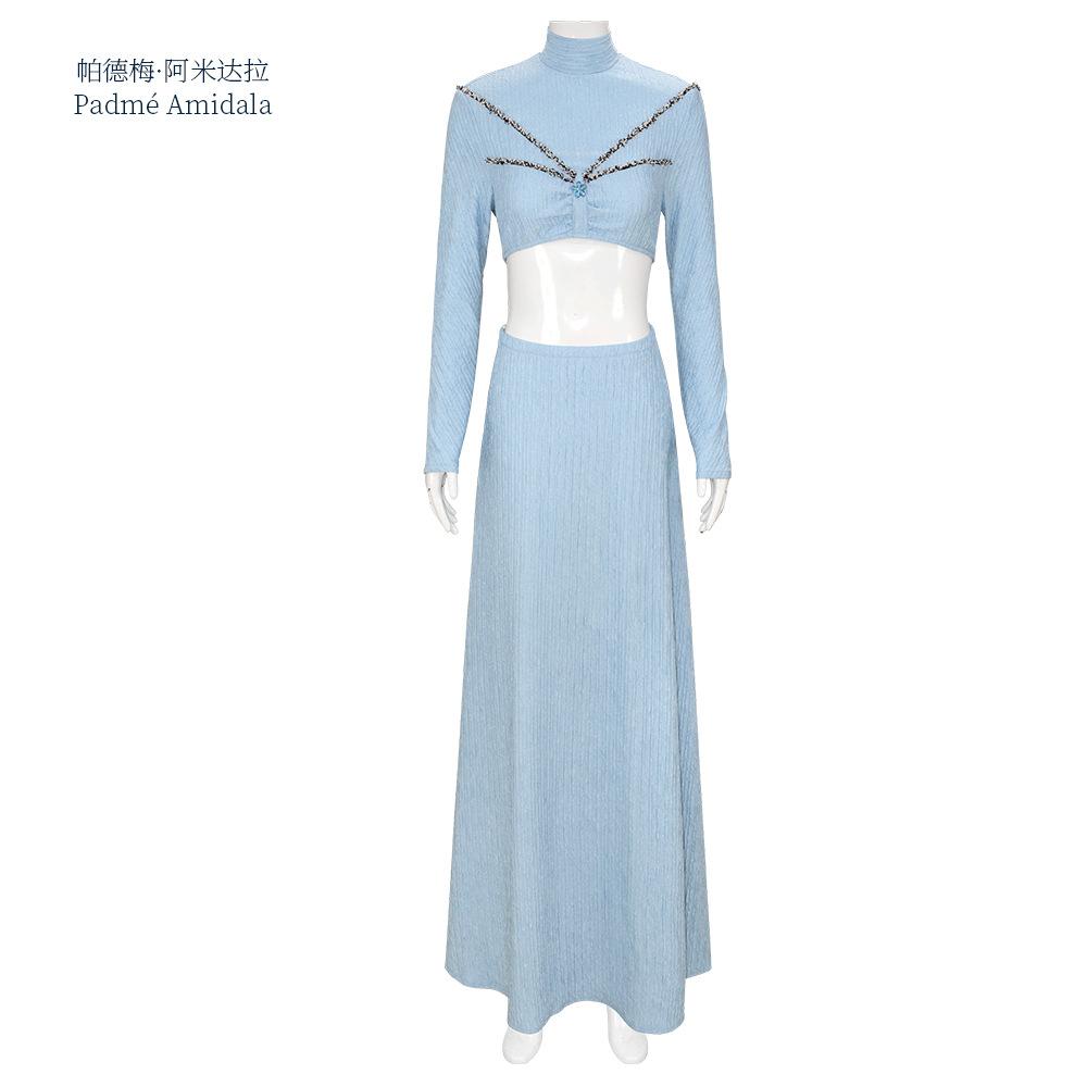 Padme Cosplay Amidala Costume Blue Dress Movie Space Battle Roleplay Disguise Dress Outfits Halloween Carnival Party Costume