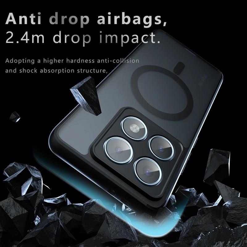 Hülle für Xiaomi 15T 14T Pro Poco F6 Pro Neu Matt Transparent Magnetisch Kabelloses Laden Stoßfest Funda Für Magsafe Hülle