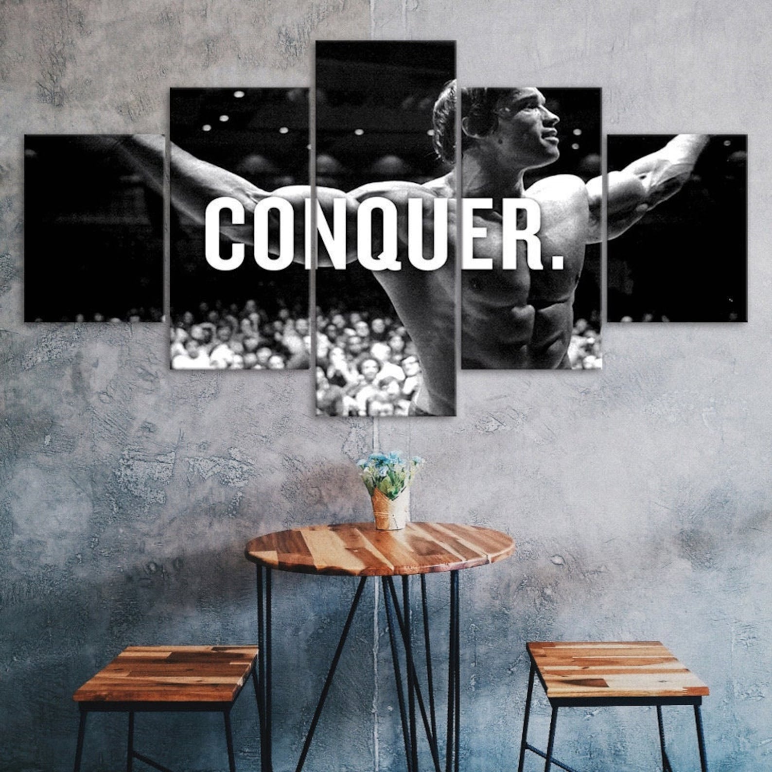 

Conquer Bodybuilding Fitness Sport Motivation Poster 5 Piece Five Panel Wall Canvas Print Modern Art Picture Home Decor Gift For Him For Her 20X35 20X45 20X55CM