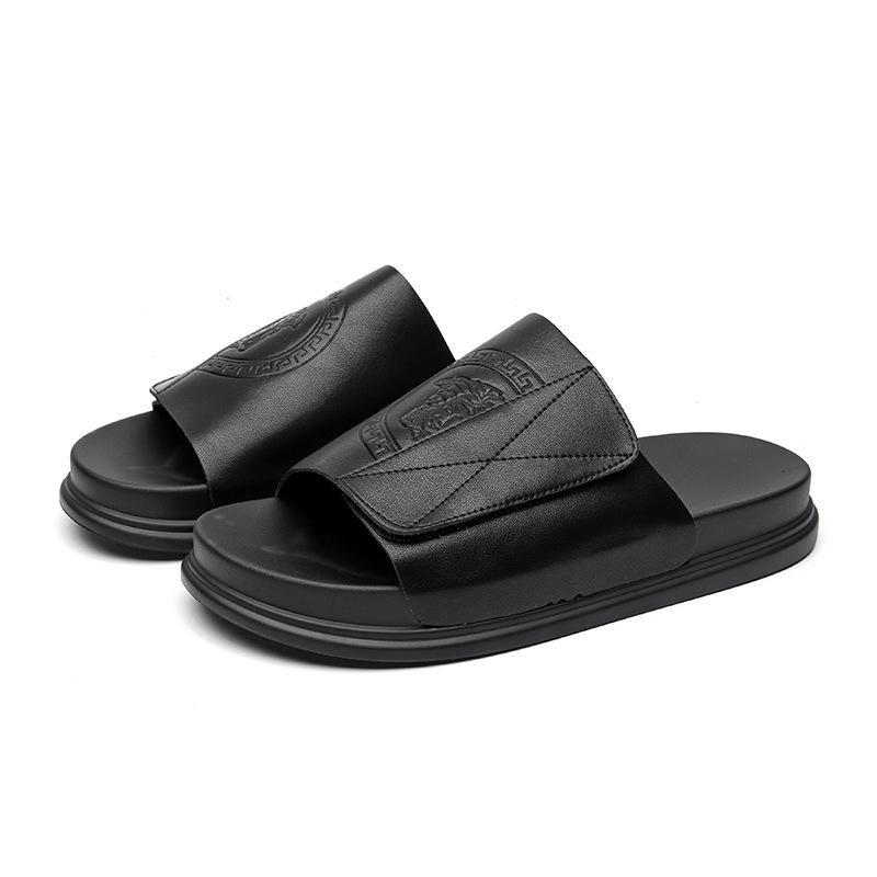 

Тапочки на платформе мужские износостойкие модные односложные дышащие пляжные туфли 2025 года 1058-R 38 чёрный