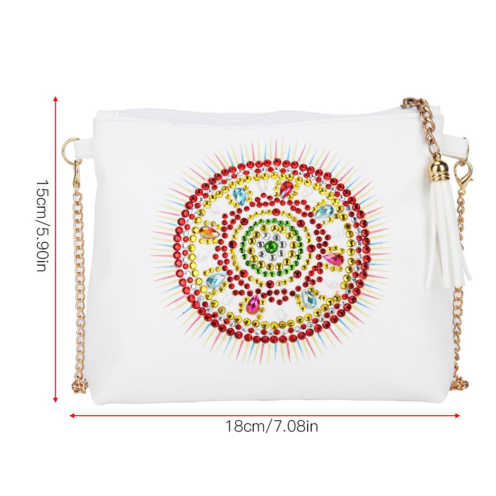 Carteira de pintura diamante couro PU preto padrão de flor de mandarava faça você mesmo presente de artesanato feito à mão