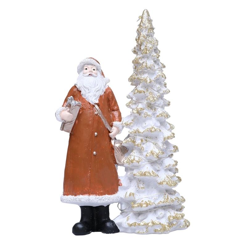 

Christmas Figurine Figure Decors Resin Santa Clauses Statue Christmas Decorative Figurines Centerpieces for Holiday коричневий