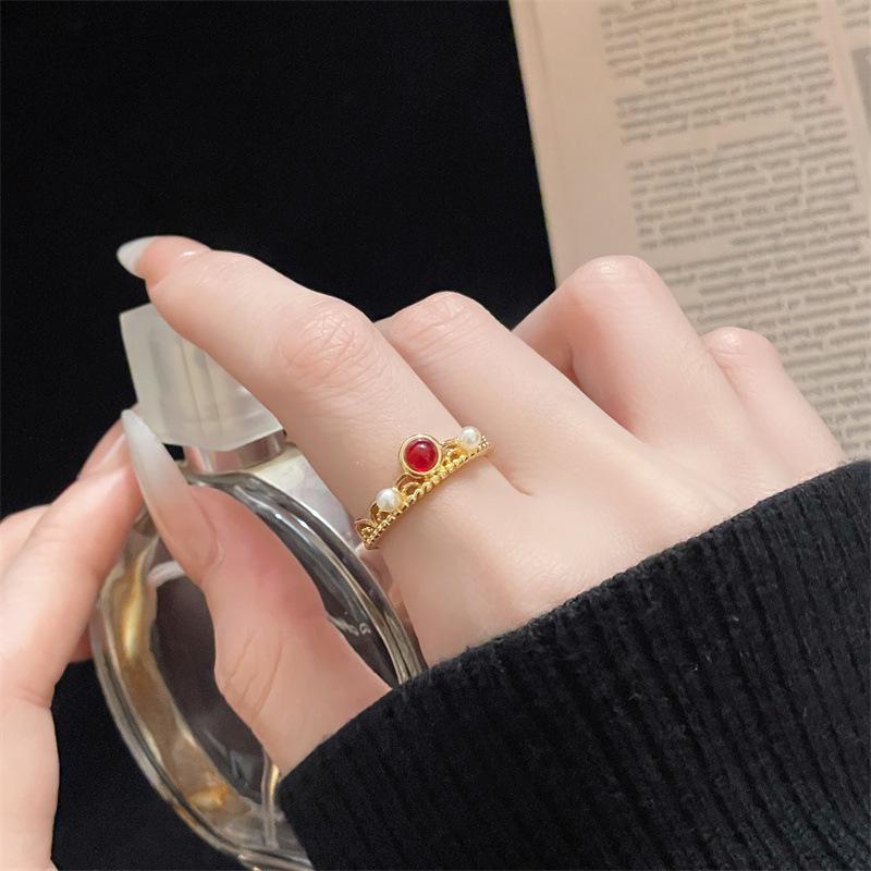

Jin Yun Liufang~ Medieval Vintage Enamel Imitation Chalcedony Court Style Opening Ring Light Luxury High Sense Retro Adjustable opening