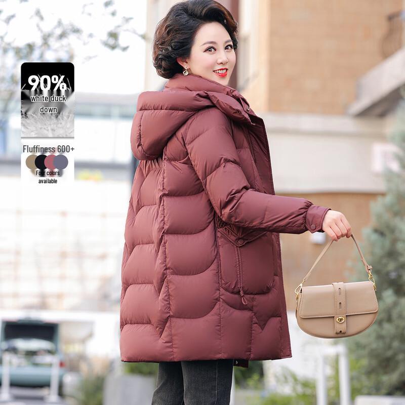 2025 Women's Mid-Length Hooded Down Jacket for Mothers
