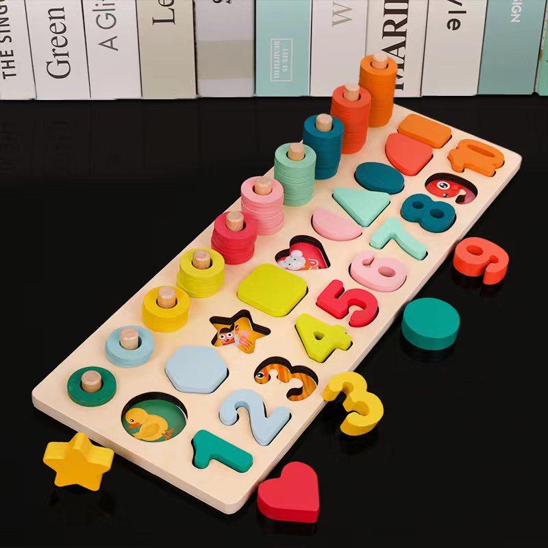 Toddler Number Puzzle Blocks for Early Education and Brain Development Ages 1-3 Boys & Girls