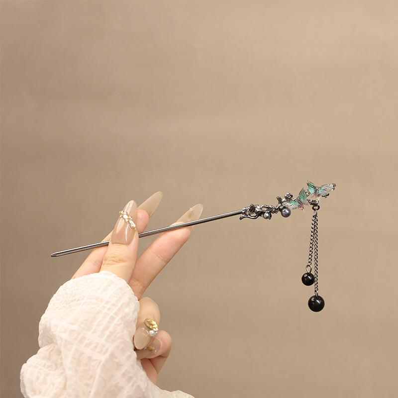 Neo Chinese Style Hairpin For Women Elegant Exquisite Butterfly Flower Tassel Hair Stick Girls Fashion Jewelry Hair Accessories