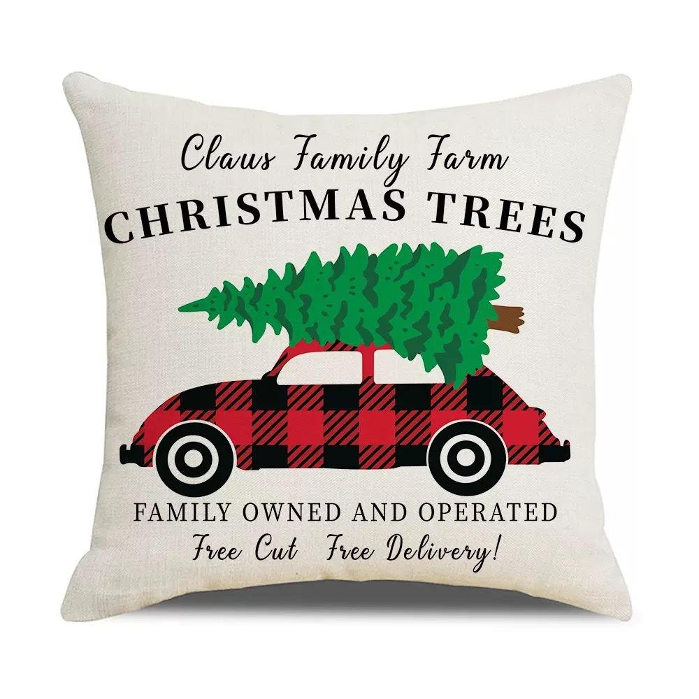 Christmas Pillowcase Christmas Red Plaid Home Holiday Decoration Pillow Cushion Cover
