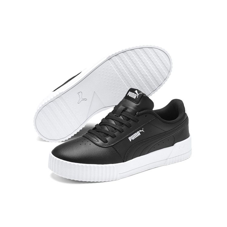 Puma Leather Slip Resistant Lightweight Low Top Skate Shoes Women Sneakers Black White 370325-22