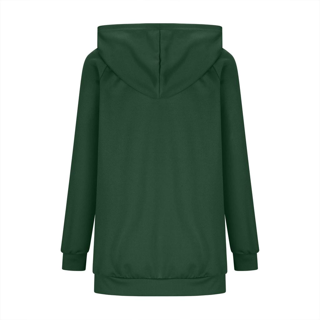 Women's Fashionable Solid Color Hoodie With Shoulder Wiping, Long Sleeved Pockets, Slit Hem, Hoodie Top