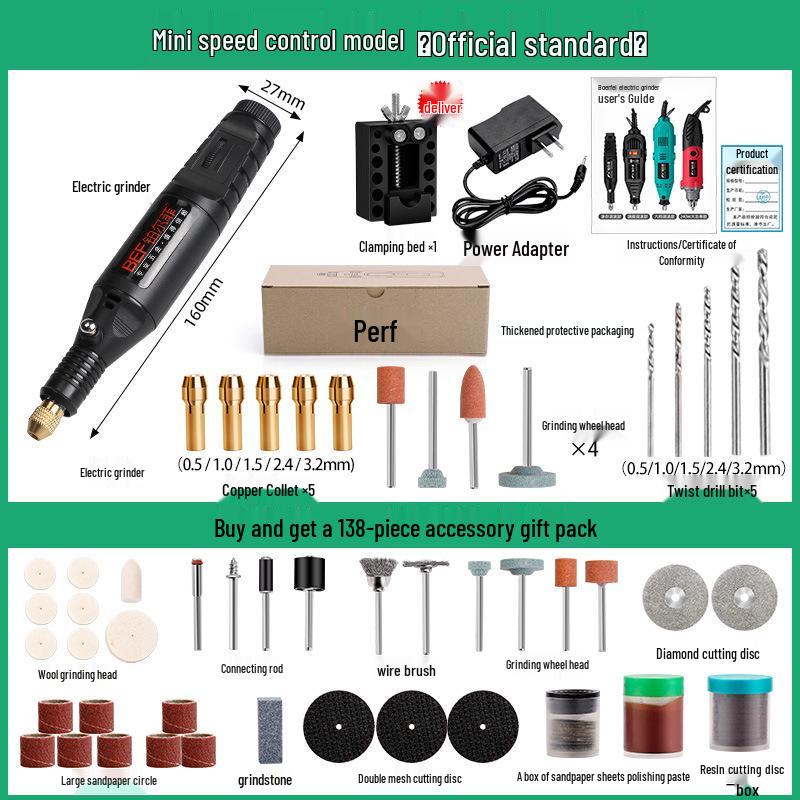 Compact Multi-Function Electric Grinder for Jade Carving and Handheld Polishing