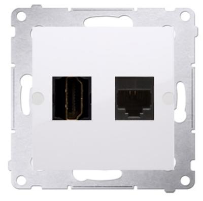 Simon 54 Gniazdo Hdmi + Komputerowe Rj45 Kat.6 Białe Dghrj45.01/11