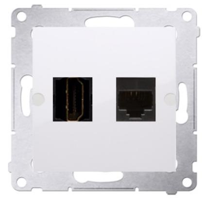 Simon 54 Gniazdo Hdmi + Komputerowe Rj45 Kat.6 Białe Dghrj45.01/11