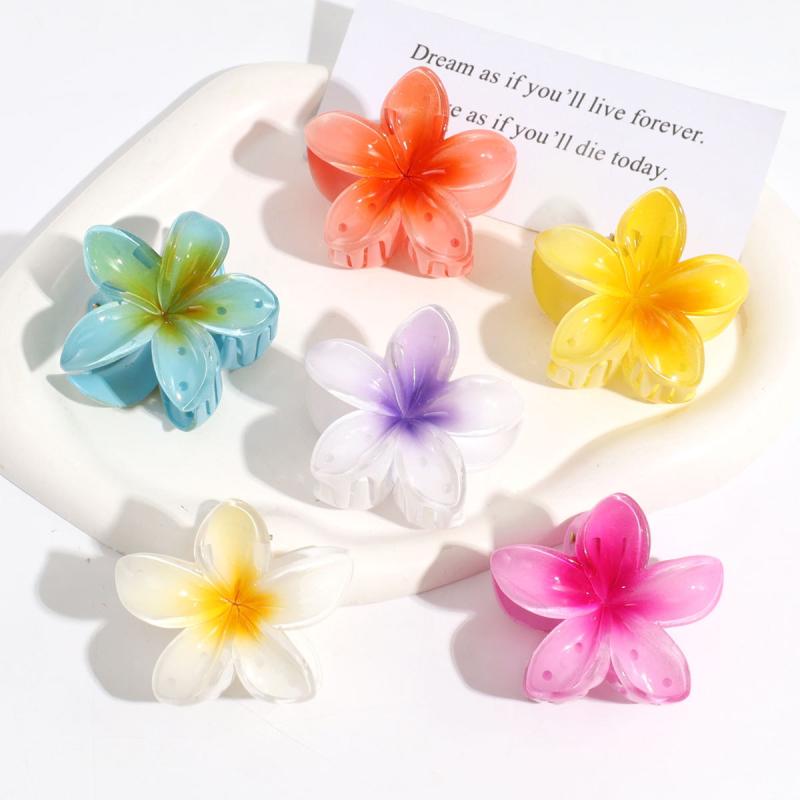3Pcs/Set Sweet Flower Colroful Gradient Hair Claws Ponytail Cip Clamp Barrettes Hairpins For Women Girl Beach Hair Accessories