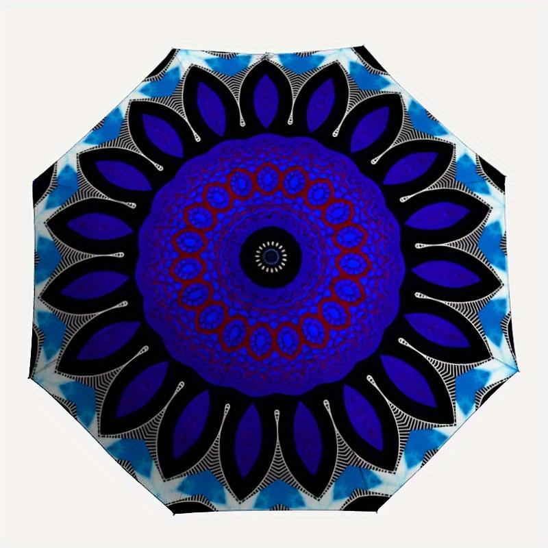

1pc Blue Mandala PatternAutomatic Folding Umbrella, Portable & Foldable Design with 8 Ribs, Casual Outdoor Accessory yy250804235