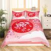 Pink Cherry Blossom King Queen Bedding Set Spring Flora Duvet Cover Japanese Flowers Quilt Cover Soft Polyester Comforter Cover