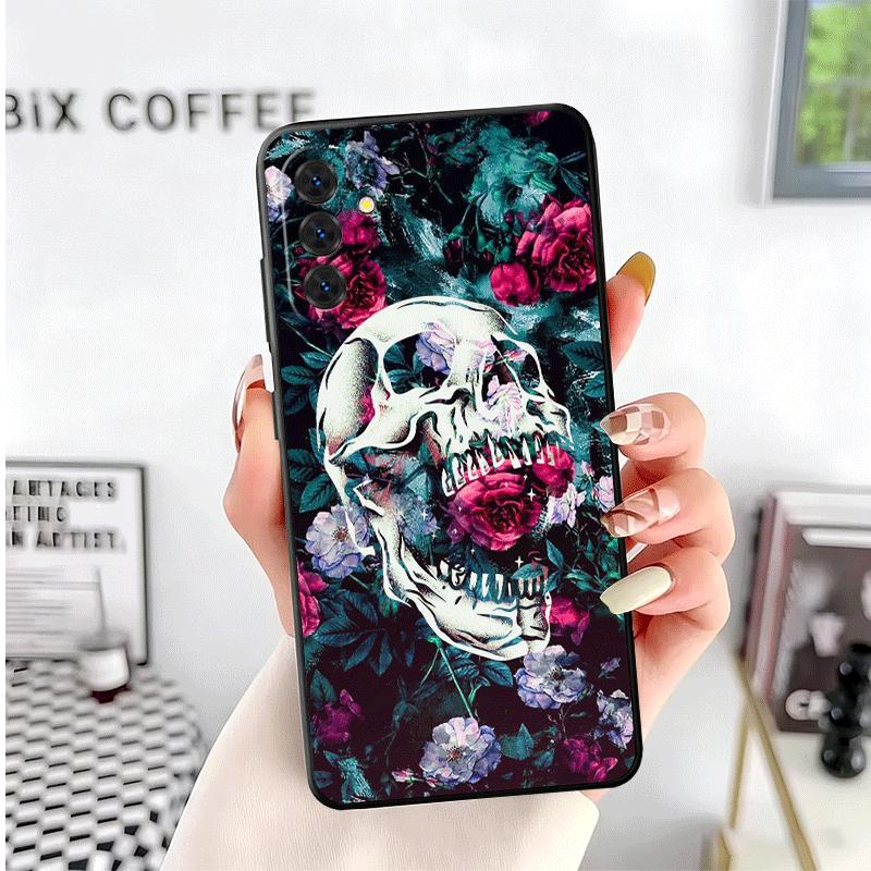 Floral Skull Flower Skeleton Soft Phone Case for Samsung A17 A37 A57 A16 A26 A36 A56 A15 A25 A35 A55 A14 A24 A34 A54 A13 A23 A33