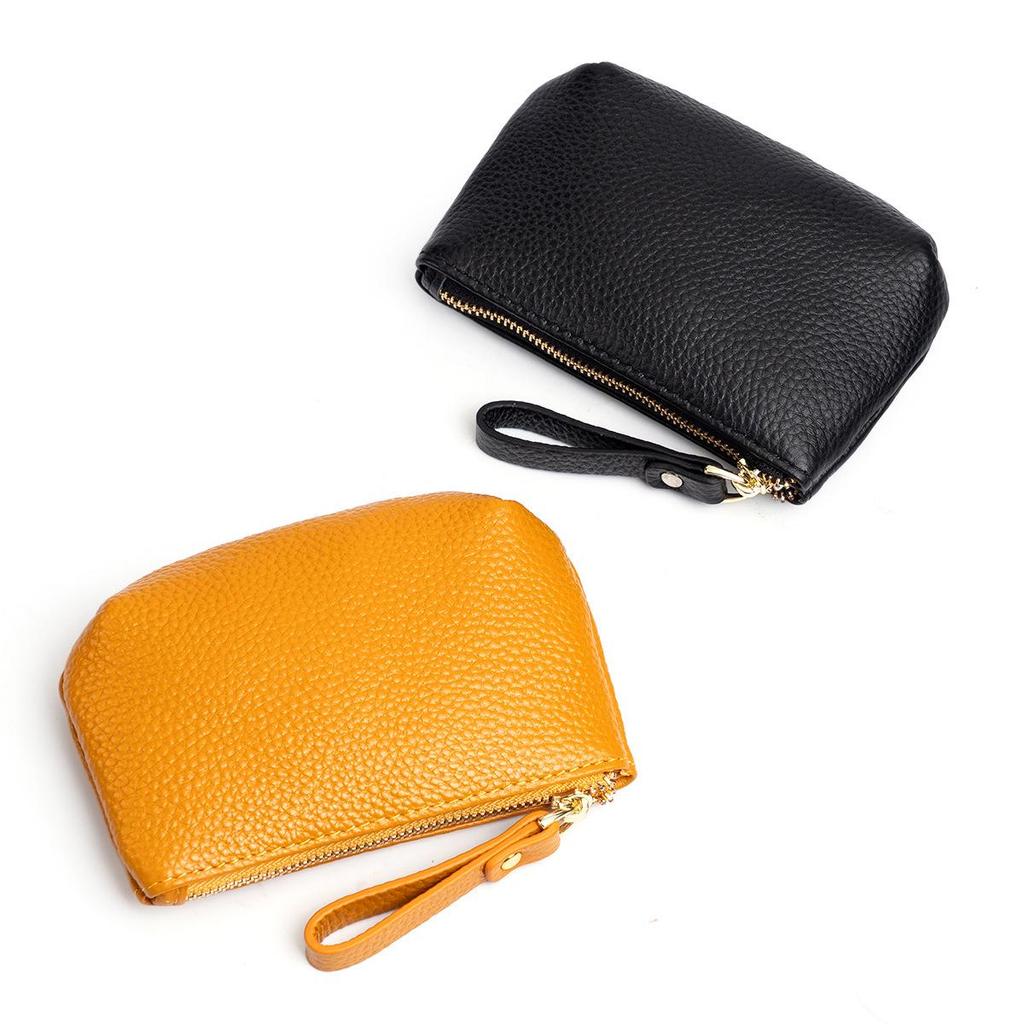 Women's Genuine Leather Coin & Key Purse - Cowhide Zipper Wallet