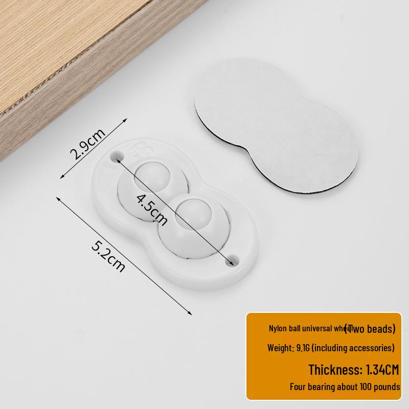 Punch-Free Adhesive Caster Wheels - Silent, Wear-Resistant, Ball Bearing, Thickened Base for Household Mobility.