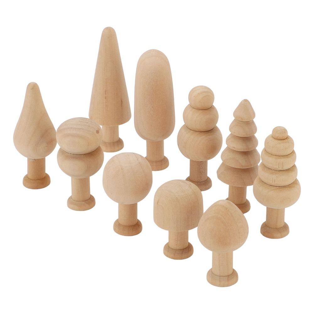 20 Pcs Schima Superba Wood Blank Wooden Peg Trees 25mm Wooden Xmas Trees  Easter Party