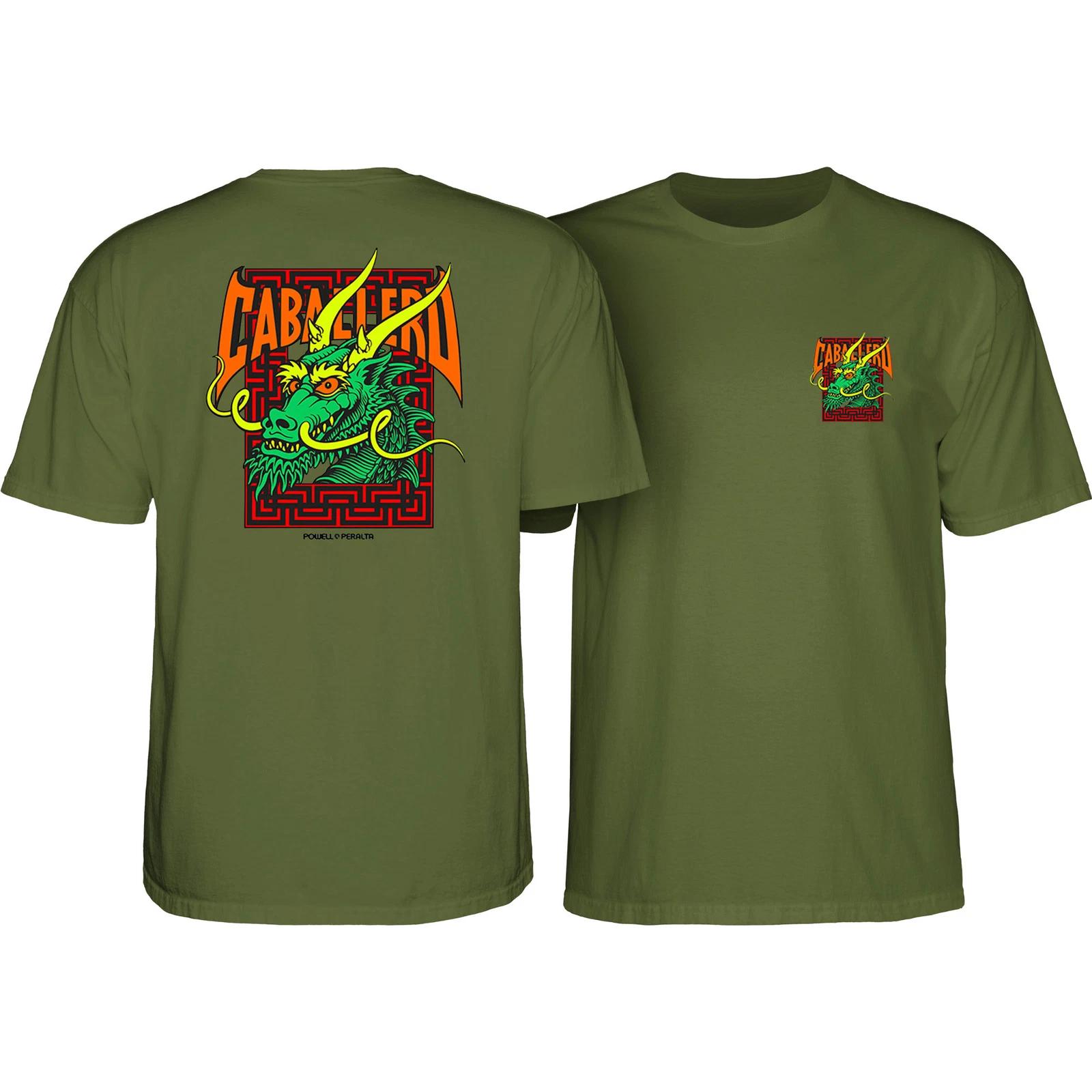 Powell Peralta Skateboards Shirt Caballero Street Dragon Military Green S