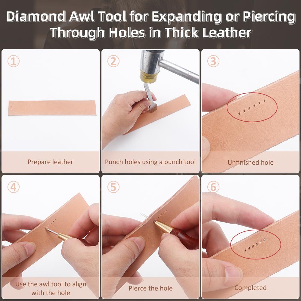 1pcs Leather Hole Punching Awl, Leather Sewing Stitching Hole Cutting Tool, Manual Leather Punch Carving Handicraft Tool