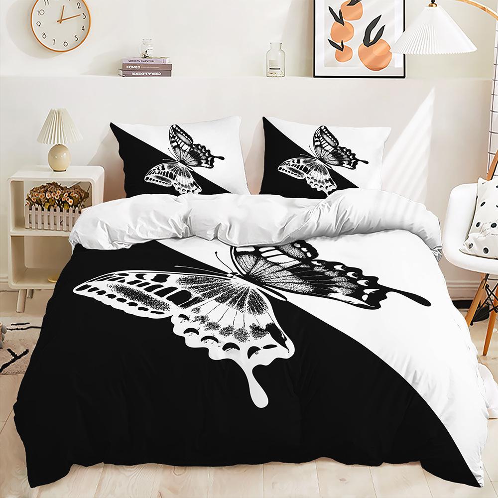 Butterfly Pattern Three-Piece Digital Printing Quilt Set Suitable For Little Girls Bedroom Decoration Bedding