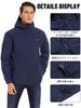 KEFITEVD Winter Mountain Softshell Cold Weather Hooded Jumper with Size 2XL Men's Jacket, Parka, Hiking, Trekking, Pockets, Navy,