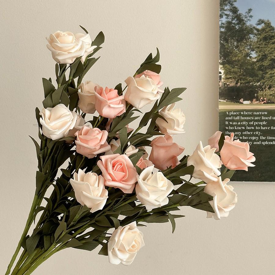 Windflower Hand Bouquet: Retro French Rose Dried Artificial Flowers In Paper Bag for Decoration & Photo Props