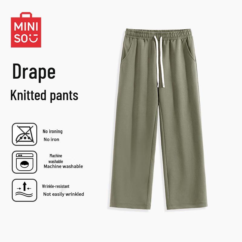 

MINISO Men s Japanese Style Knit Drawstring Straight-Leg Pants 4XL