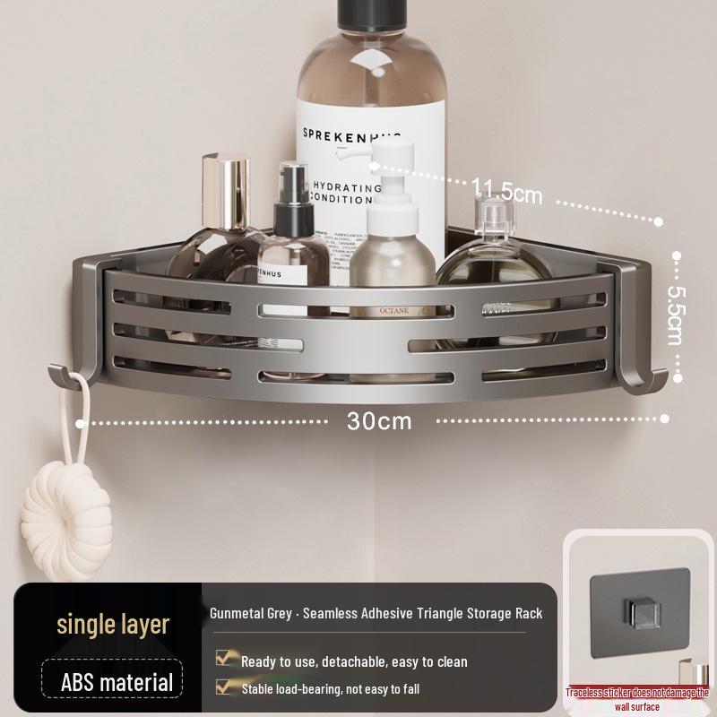 No-Drill Triangle Corner Bathroom Shelf with Suction Cups