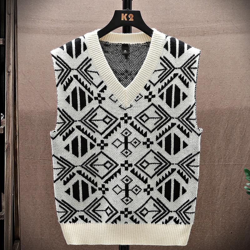 Sweater Tank Top Men's Vest Underlay V-neck Sleeveless Sweater Sweater Couple Warm Vest 15 Different Flower Shapes In Different Colors
