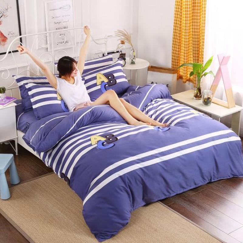 Flannel Plant Fiber Bedding Set Duvet Cover Sheet Pillowcase Student Dorm Single Double