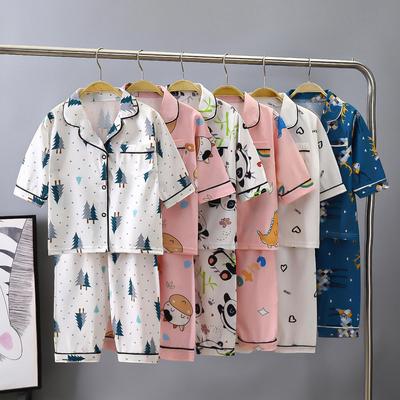 Pijamale de vară pentru copii: Set subțire de 2 piese cu mâneci 3/4 și pantaloni