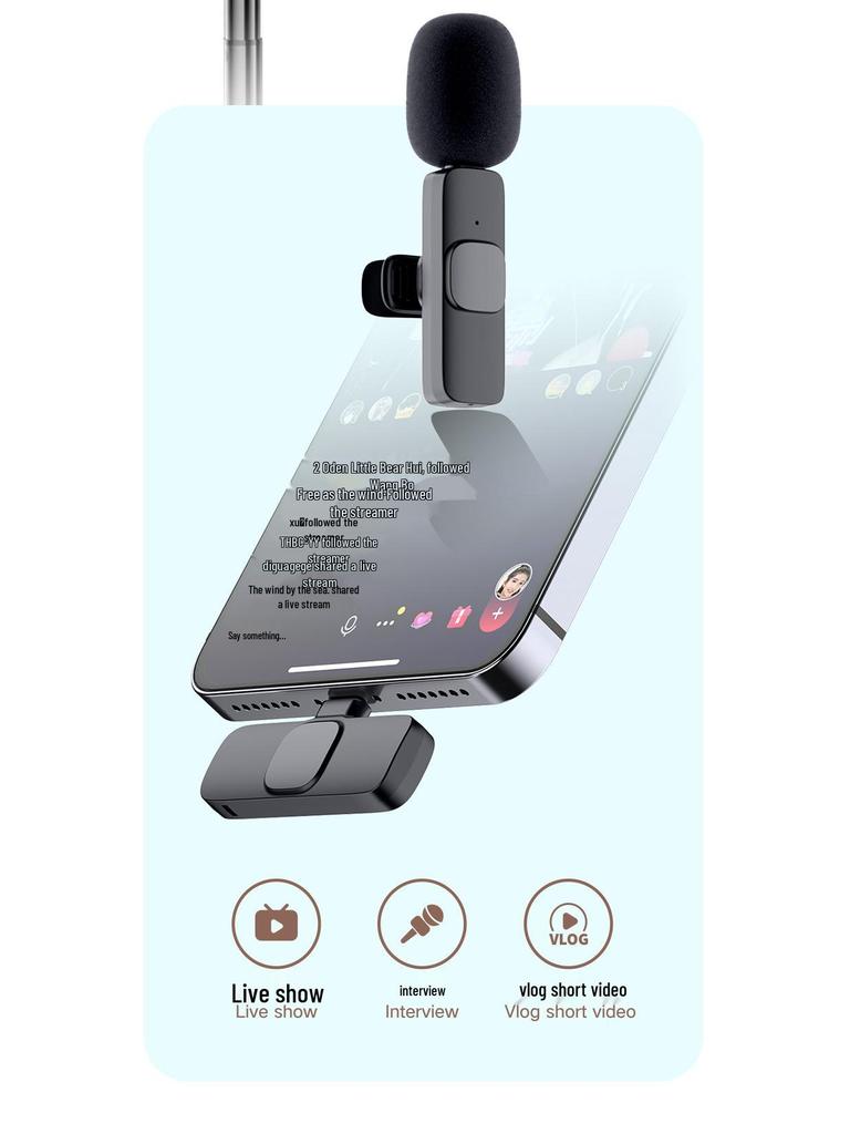 2.4G Wireless Lavalier Mic K9: Dual Auto Noise Reduction for Mobile Streaming & Recording